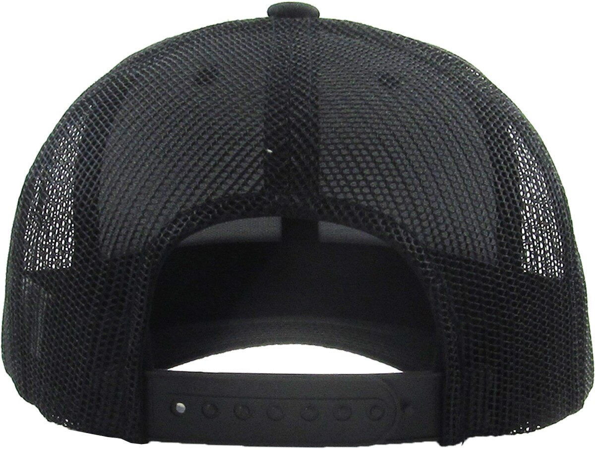 Black Classic 6 Panel Trucker Mesh Snapback Back View